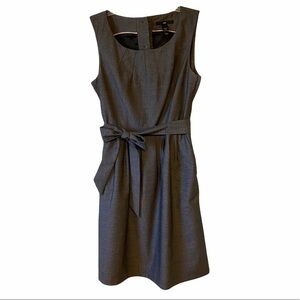 H&M Career Dress Tie Waist Button Detail Gray Sz 8